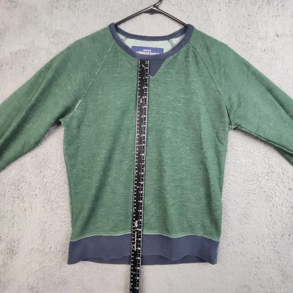 American Eagle Crewneck Mens XS Green Green/Navy Raglan Preppy Pullover Gorpcore